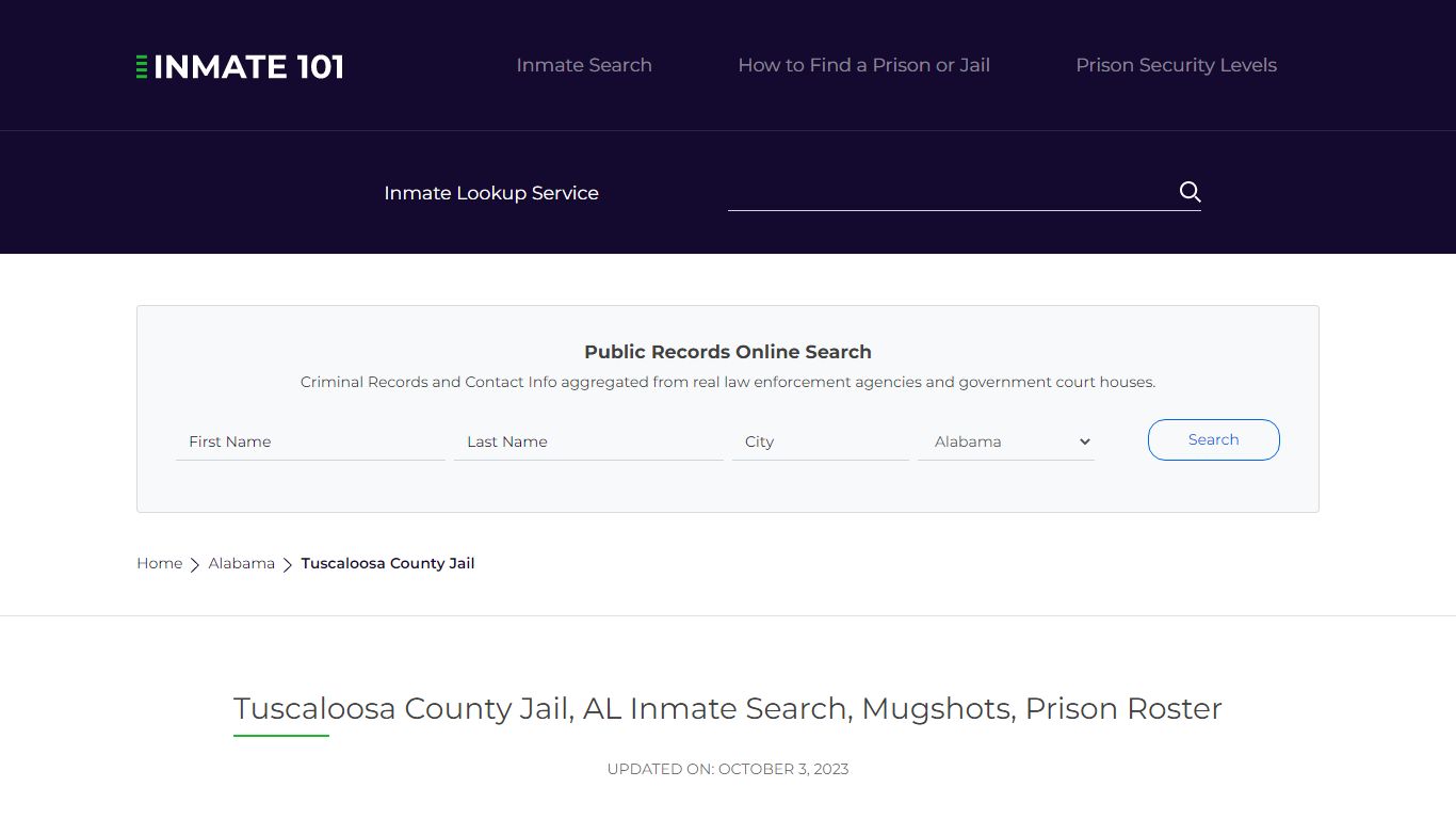 Tuscaloosa County Jail, AL Inmate Search, Mugshots, Prison Roster